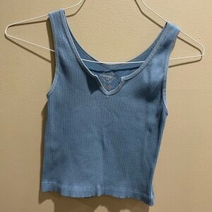One Step Up Sky Blue Ribbed Tank Top